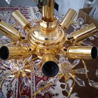 لوستر ۸شعله نور سازان ابکاری طلا ۱۸ کریستال
