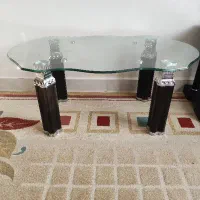 میز جلو مبلی شیشه ای همراه با ست عسلی