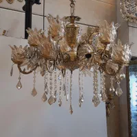 لوستر ۱۰شاخه ۱۵شعله واژگون سنگین پرکار برنز سوگلی