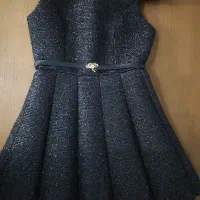 لباس مجلسی شیک  دخترانه مشکی +ست کمربند و گردنبد