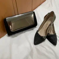 کیف کفش ست مجلسی سایز ۴۰ پاشنه دار مشکی دودی|کیف، کفش، کمربند|مشهد, آبکوه|دیوار