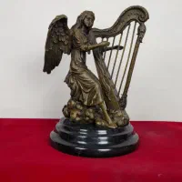 مجسمه برنز دختر چنگ نواز برنزی