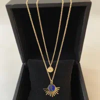 گردنبند دولاین استیل با روکش طلا