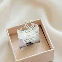 انگشتر نقره ای نگین دار سواروسکی طرح نعل سفید|بدلیجات|رشت, بازار|دیوار