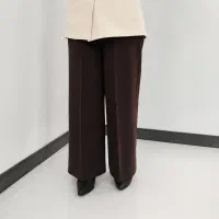 شلوار بگ کمر کش پارچه ای مشکی و قهوه ای