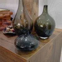 گلدان شیشه ای طرح سالونک سه عددی سبز دودی|صنایع دستی و سایر لوازم تزئینی|کرج, شهرک یاس جنوبی|دیوار