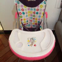 صندلی غذا کودک دخترانه و روروئک در حد نو