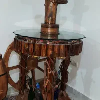 فروش فوری میز بار و صندلی چوب گردو دستساز|صنایع دستی و سایر لوازم تزئینی|نور, |دیوار