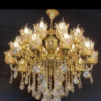 لوستر برنجی ده شاخه بیست شعله برنز