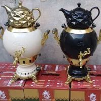 سماور گازی رنگی طلایی سه تیکه