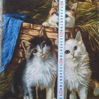 فرش دستباف سه گربه بازیگوش برجسته شده|تابلو فرش|اصفهان, سپاهان‌شهر|دیوار