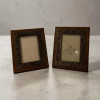 قاب عکس چوبی با روکش برنز جفت