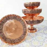 سرویس پذیرایی مسی طرح رز برجسته زنجان نانوشده