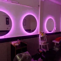 آینه بزرگ بک لایت گرد بنفش