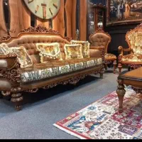 مبل کویین فرانسه تخت فرانسه جهیزیه کامل چوبی|مبلمان خانگی و میز عسلی|اردبیل, |دیوار