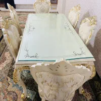 میزغذاخوری ۶نفره طلاکوب همراه کاور پارچه ای|میز و صندلی غذاخوری|تهران, کیانشهر|دیوار