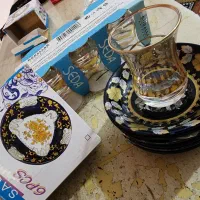 نعلبکی و استکان کمر باریک‌|ظروف سرو و پذیرایی|سرپل ذهاب, |دیوار