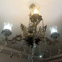 جفت لوستر چهار شاخه قدیمی سنگین وپرکار