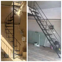 پله اهنی فلزی گرد پیچ صاف نرده بالکن راهپله