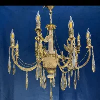 تولیدی لوستر،لوستر سنگی کلاسیک9شاخه برنج مدل فرشته