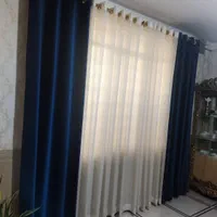 پرده پانچ مخمل رنگ سورمه ای آبی|پرده، رانر، رومیزی|شیراز, کوشک میدان|دیوار