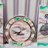 ساعت رزینی ام دی اف چوبی|ساعت دیواری و تزئینی|بناب, |دیوار