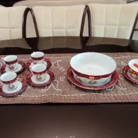 سرویس فنجان و نعلبکی و میوه خوری چینی طرح کلاسیک