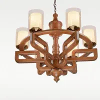 لوستر چوبی ۶ شعله دارکار