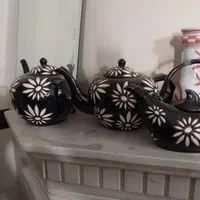 قوری مشکی سفید چینی ساخت چین صنایع دستی