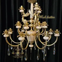 لوستر سنگی فرشته نئوکلاسیک 19 لامپ برنز