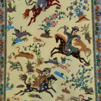 زرنیم چله نخ شکارگاه|تابلو فرش|تبریز, |دیوار