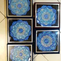 بشقاب مسی میناکاری(مناسب هدیه) بهمراه قاب جیر زیبا