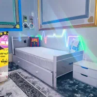 تخت یکنفره،پاتختی و جفت کشو طرح ضربان