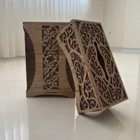 سطل اشغال و دستمال کاغذی چوبی