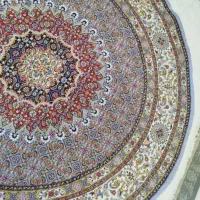 فرش دستبافت گرد 1.5*1.5گل ابریشم|فرش|بیرجند, |دیوار