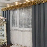 پرده پانچی طوسی ۴ عدد