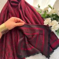 شال زرشکی ژاکارد کشمیر دورو