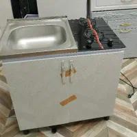 دو شعله کابینت طرح سنگ و سفید سینک جدید