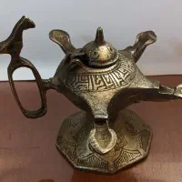 چراغ چهار شعله برنجی قدیمی سنگین