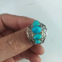 انگشتر فیروزه ذات دار عجمی بارکاب دستساز