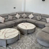 مبلمان ال راحتی همراه با دو میز با رویه ی رزینی|مبلمان خانگی و میز عسلی|تیران, |دیوار