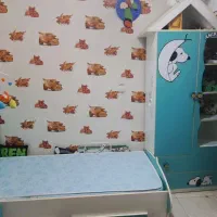 کمدو تخت کودک باتشک طبی فنری وپاتختی و فرش|تخت و سرویس خواب|اسلام‌شهر, شهرک قائمیه|دیوار
