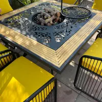 میز صندلی/ آتشدان مربع گازی/زغالی باغی ویلایی