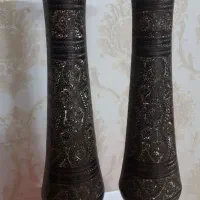 گلدان برنجی سیاه قلم