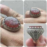 انگشتر خطی سنگ اصل ( نقره روس)