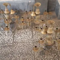 لوستر برنجی،دوعدد چهار شعله و یکعدد پنج شعله|لوستر و چراغ آویز|ساری, |دیوار