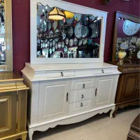 آینه و کنسول شمعدان سفید صدفی کادو جهیزیه لابی