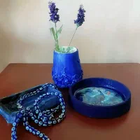 ست گلدان جا جواهری و شکلات خوری متریال سنگ مصنوعی