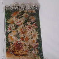 تابلو فرش گل و گلدان ابریشم