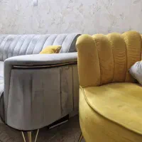 سرویس مبل و میز ناهارخوری طوسی وخردلی|مبلمان خانگی و میز عسلی|بهارستان, |دیوار